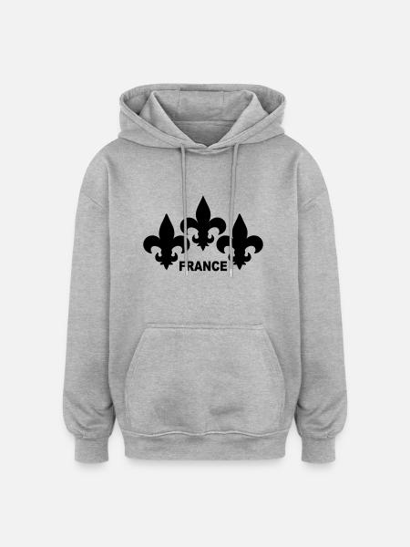 Fleurs de Lys - Sweat à capuche oversize unisexe - gris chiné