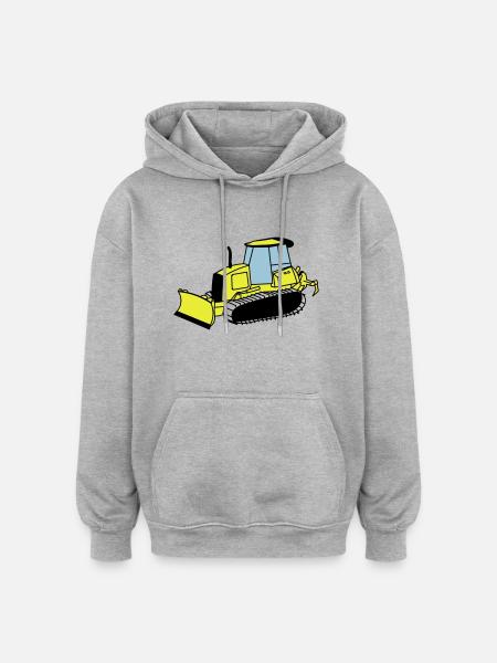 Planierraupe - Oversized Unisex Hoodie - Grau meliert