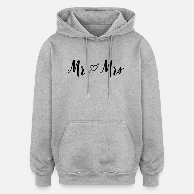 mr_mrs_heart - Sweat à capuche oversize unisexe - gris chiné