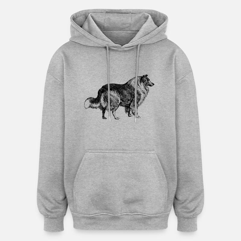 Collie - Sweat à capuche oversize unisexe - gris chiné