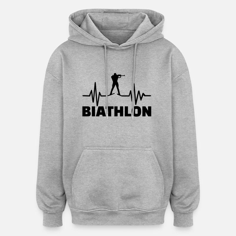 Biathlon - Sweat à capuche oversize unisexe - gris chiné