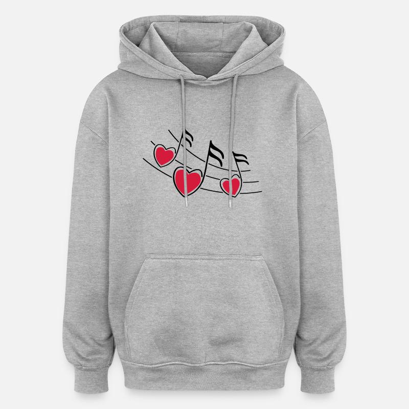 music hearts notes - Oversized Unisex Hoodie - Grau meliert