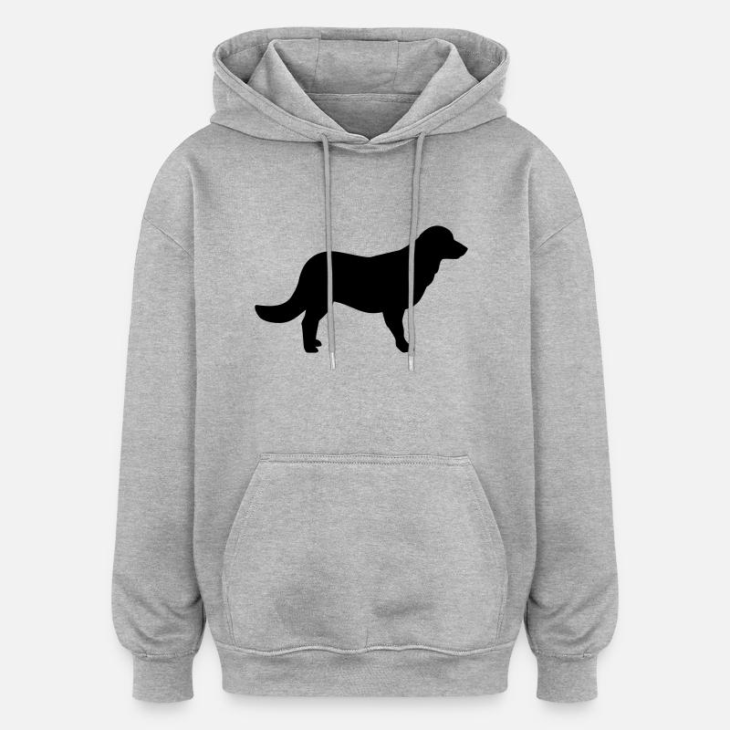 Flat Coated Retriever - Sweat à capuche oversize unisexe - gris chiné