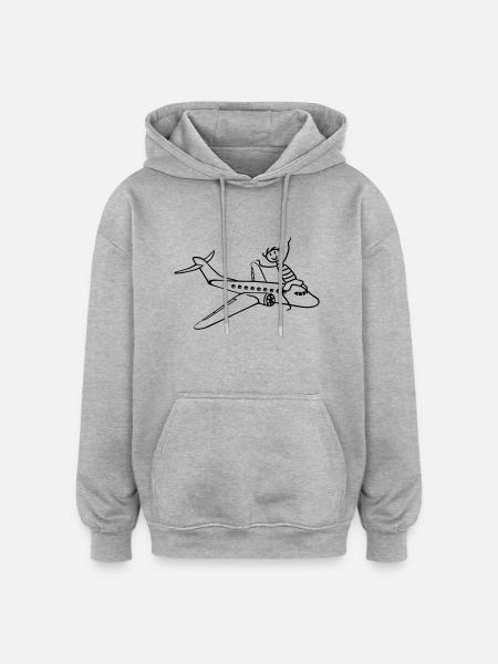 rejse sjov tur flyvende passagerfly fly pilot flyv - Oversize unisex hoodie - grå meleret