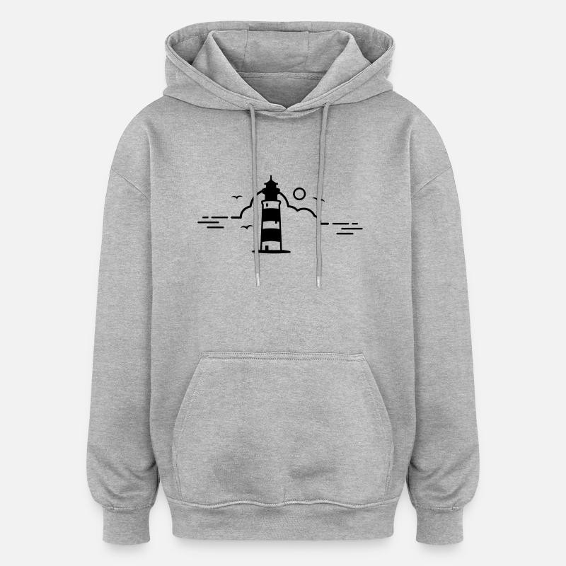 Leuchtturm - Oversized Unisex Hoodie - Grau meliert