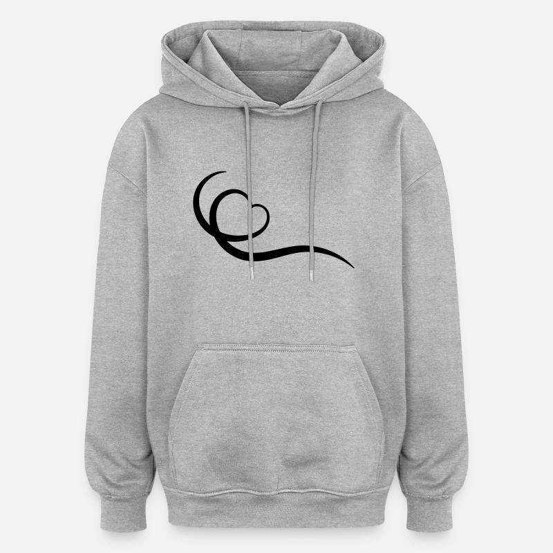 Herz - Oversized Unisex Hoodie - Grau meliert