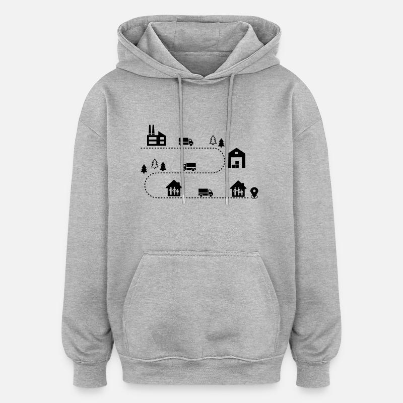 Logistik - Oversized Unisex Hoodie - Grau meliert