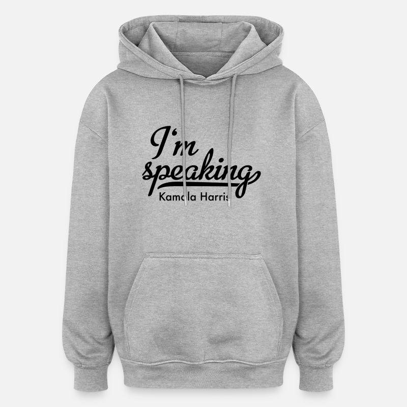 Je parle - Sweat à capuche oversize unisexe - gris chiné