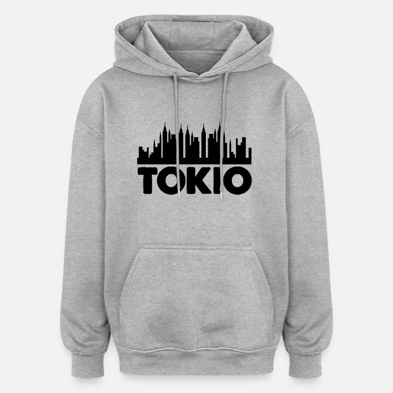 Tokyo - Sweat à capuche oversize unisexe - gris chiné