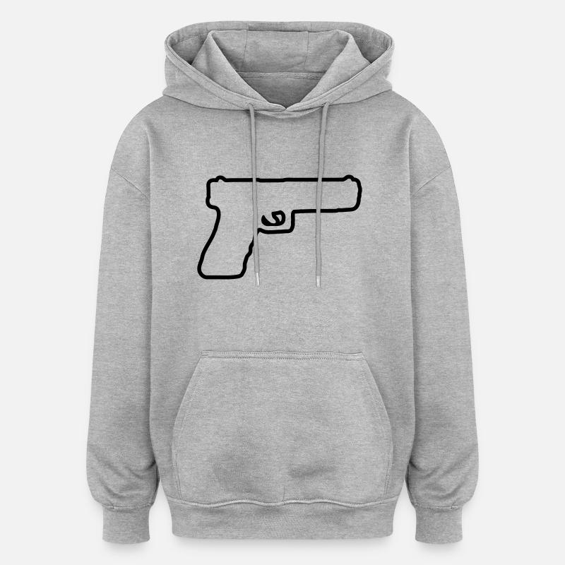 Conception du pistolet 01 - Sweat à capuche oversize unisexe - gris chiné
