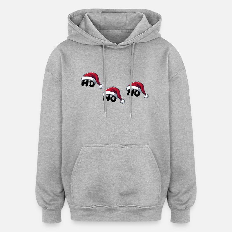 Père Noël Ho Ho Ho - Sweat à capuche oversize unisexe - gris chiné