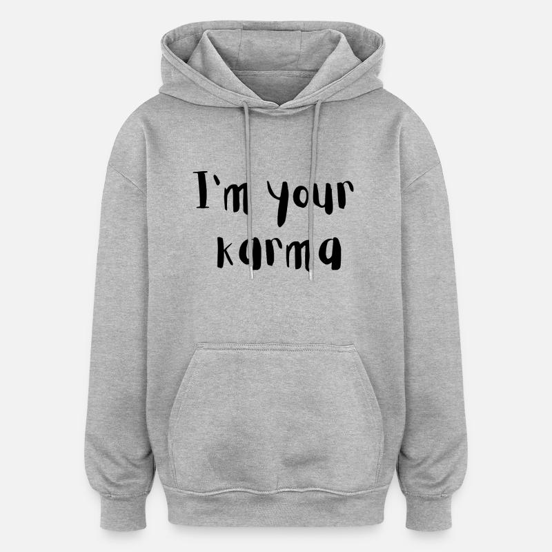 Karma - Sweat à capuche oversize unisexe - gris chiné