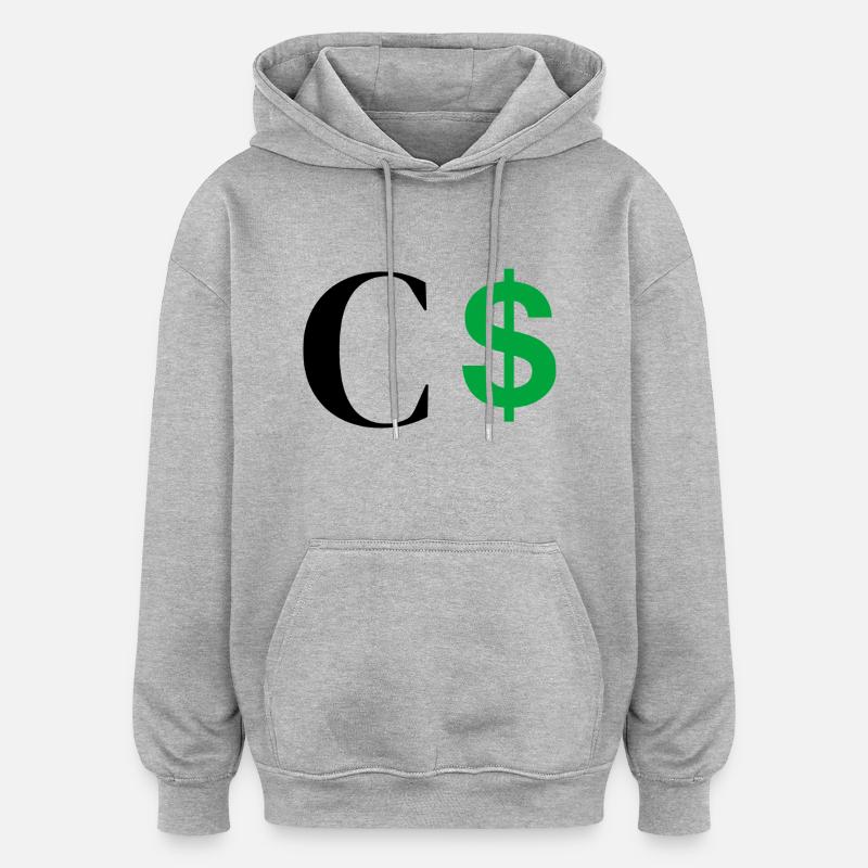Lettre c dollar - Sweat à capuche oversize unisexe - gris chiné