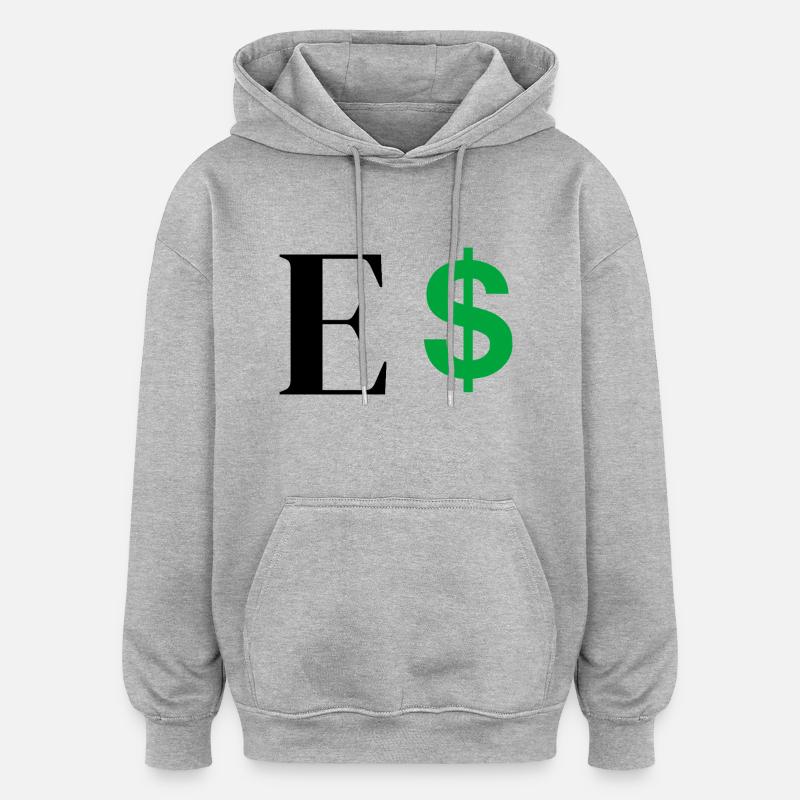 Letter E Dollar - Oversized Unisex Hoodie - heather grey