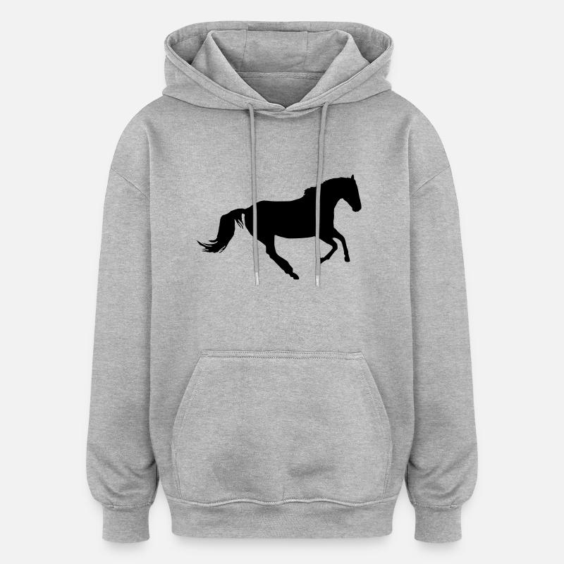Cheval au galop - Sweat à capuche oversize unisexe - gris chiné