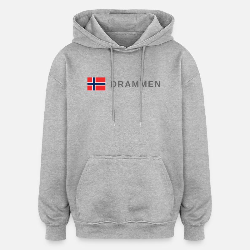 Drammen Norvège - Sweat à capuche oversize unisexe - gris chiné