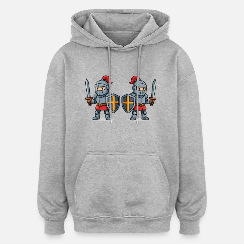 ritter comic 2 - Oversized Unisex Hoodie - Grau meliert