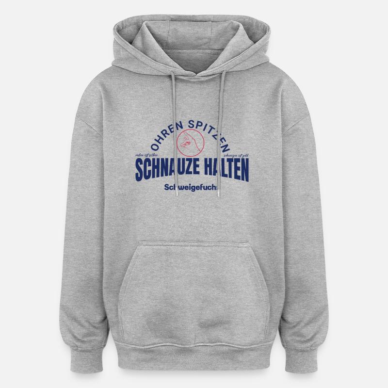 Schweigefuchs - Oversized Unisex Hoodie - Grau meliert