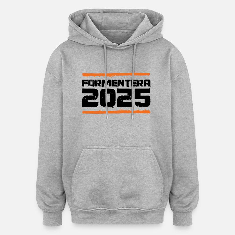 Vacances Formentera 2025 - Sweat à capuche oversize unisexe - gris chiné
