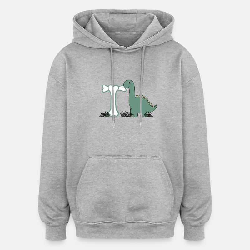 Lettre T - Sweat à capuche oversize unisexe - gris chiné