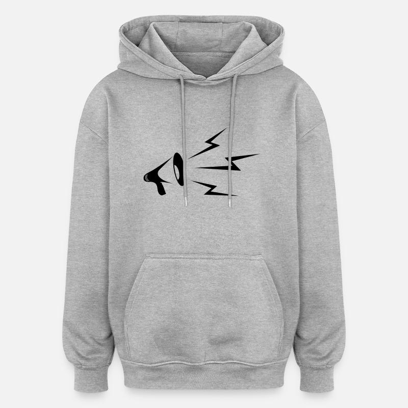 Mégaphone - Sweat à capuche oversize unisexe - gris chiné