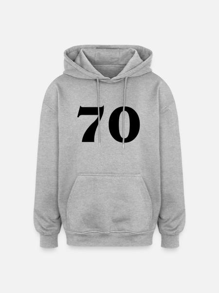 Zahl 70 - Oversized Unisex Hoodie - Grau meliert