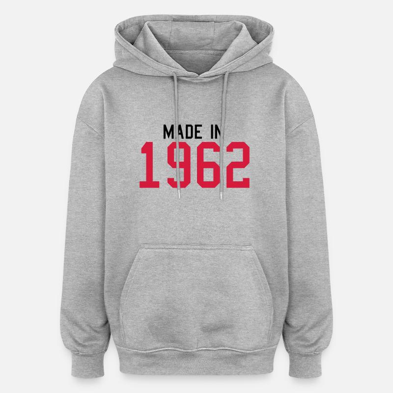 1962 - Sweat à capuche oversize unisexe - gris chiné