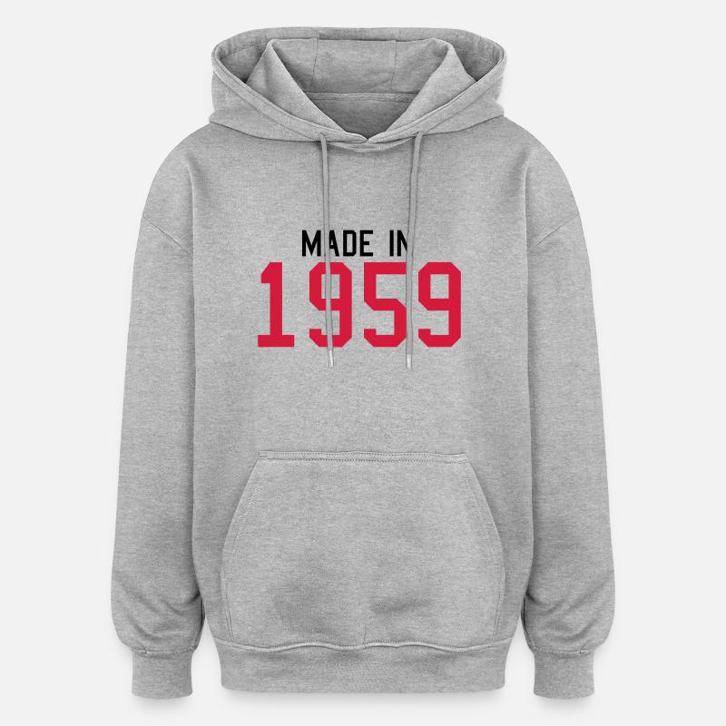 1959 - Sweat à capuche oversize unisexe - gris chiné