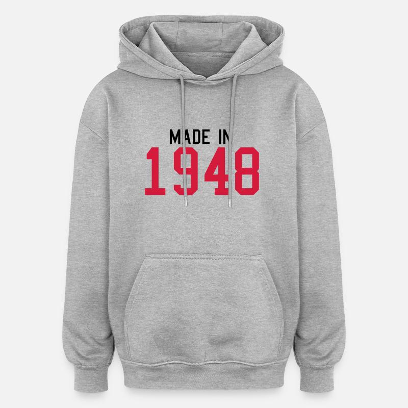 1948 - Sweat à capuche oversize unisexe - gris chiné