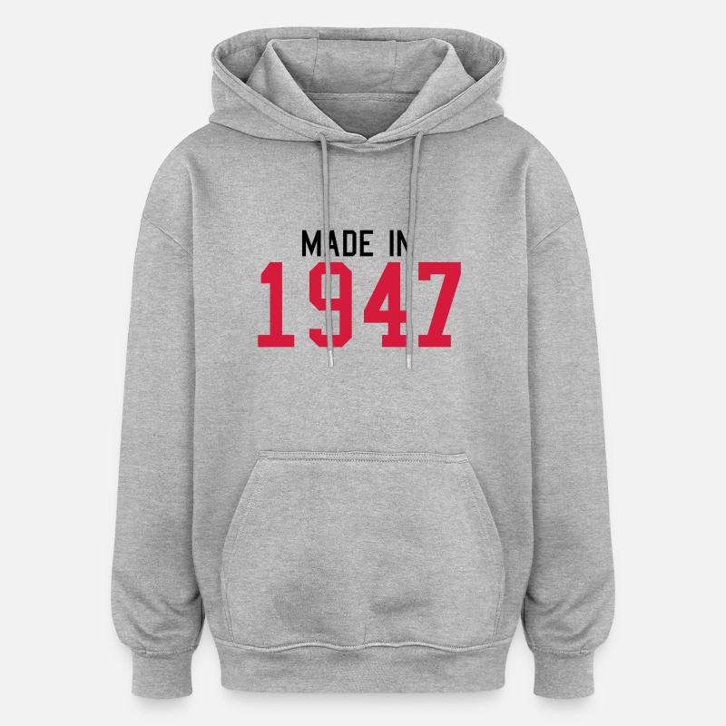 1947 - Sweat à capuche oversize unisexe - gris chiné