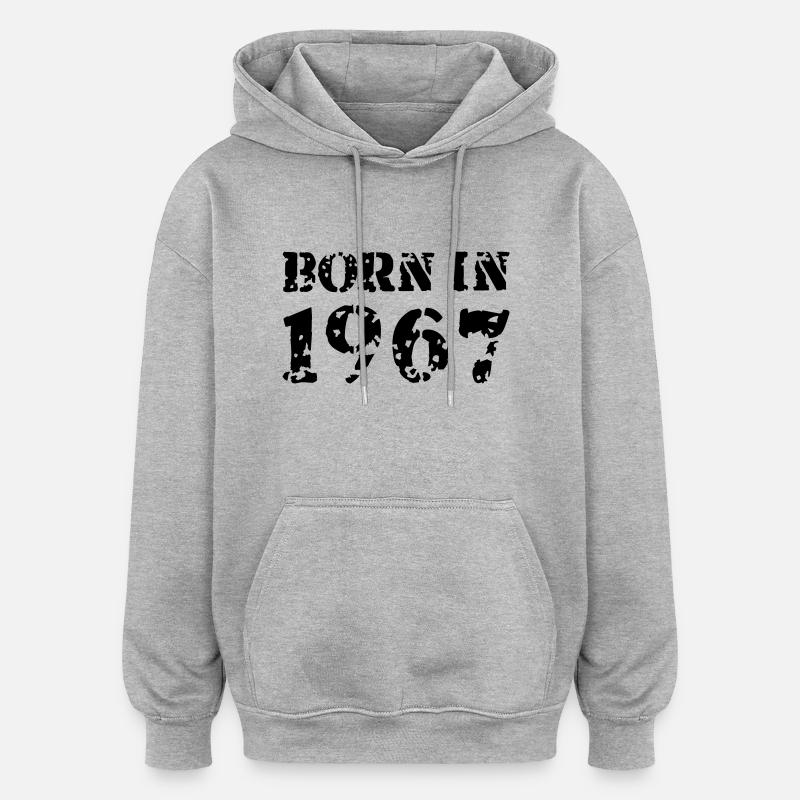 Born in 1967 - Sweat à capuche oversize unisexe - gris chiné