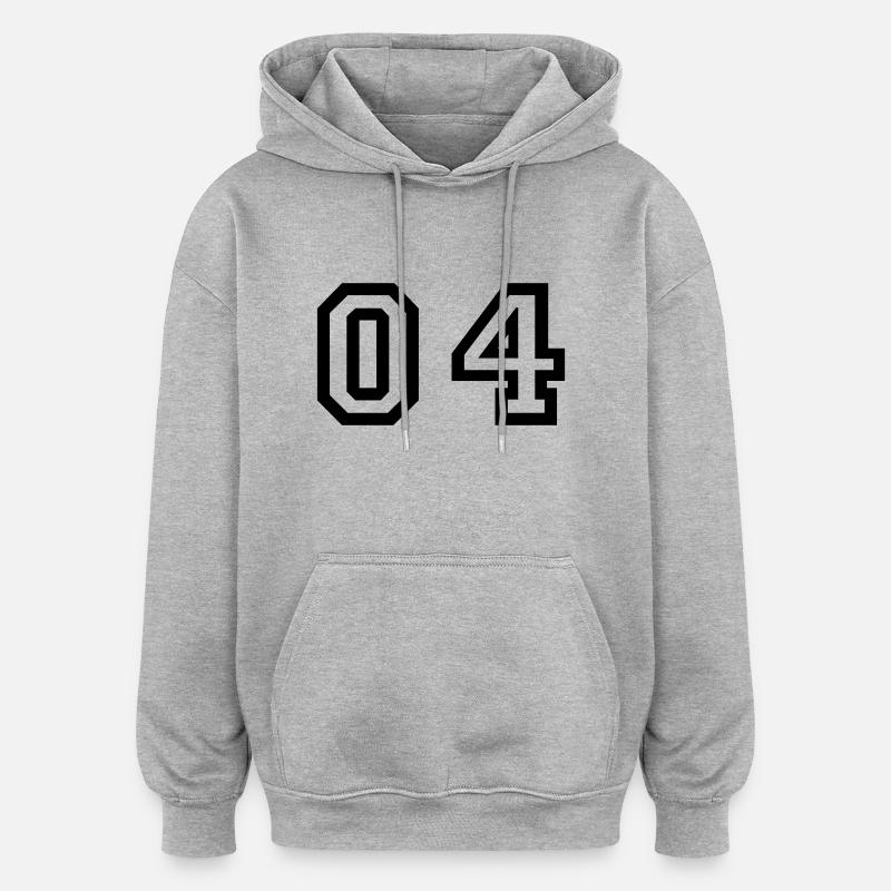 number - 04 - zero four - Oversized Unisex Hoodie - heather grey