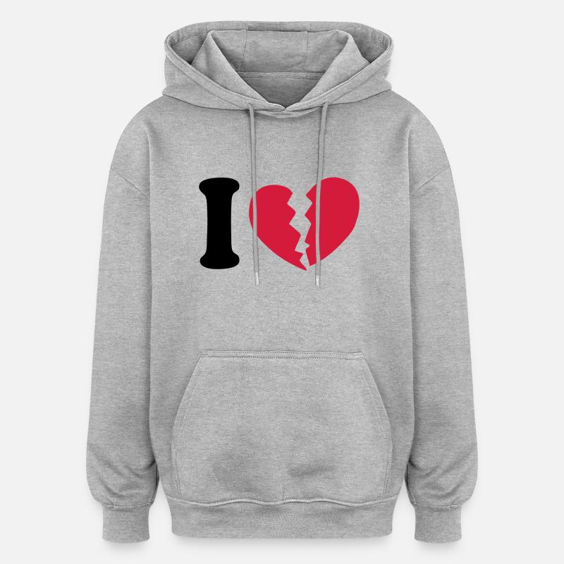 I hate - Sweat à capuche oversize unisexe - gris chiné