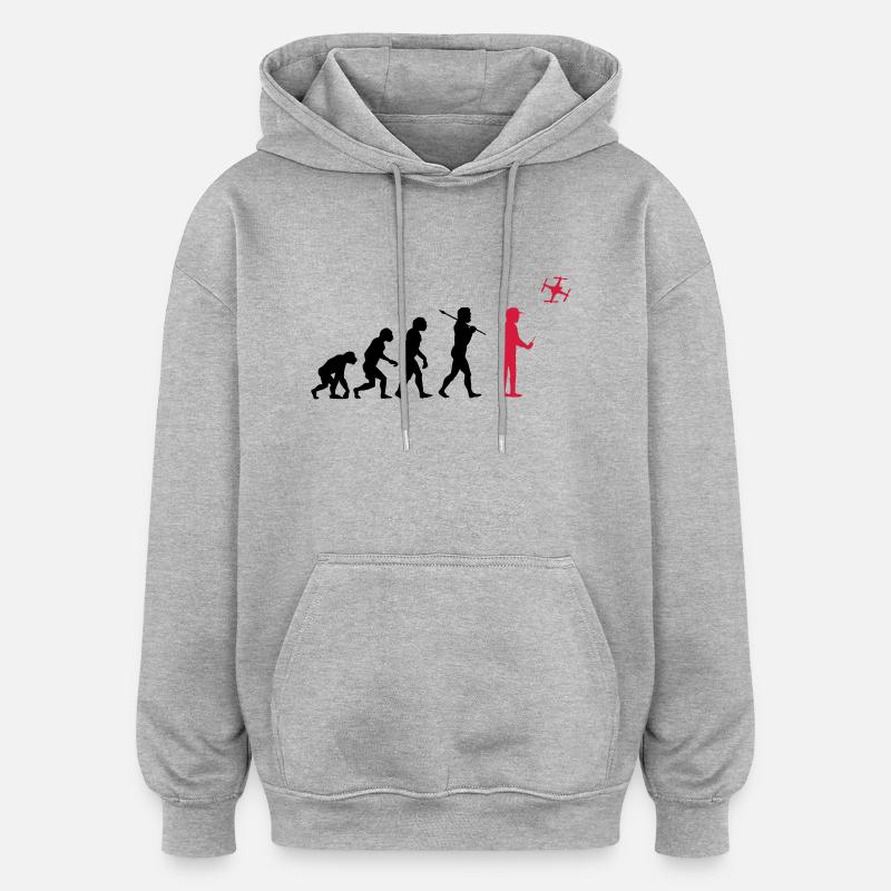 The drone evolution - Sweat à capuche oversize unisexe - gris chiné