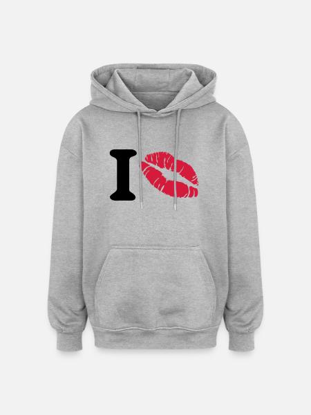 i love - Oversized Unisex Hoodie - heather grey