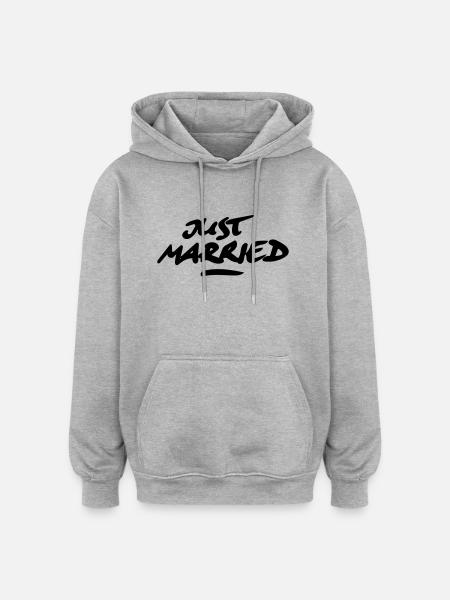 just married 1C - Oversized Unisex Hoodie - Grau meliert