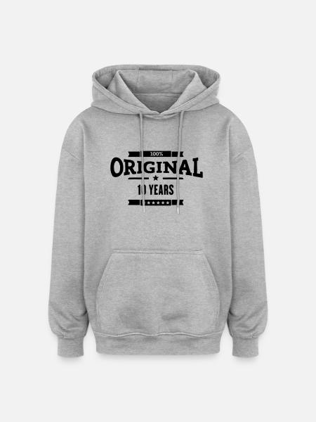 Original 10 Years - Oversized Unisex Hoodie - Grau meliert