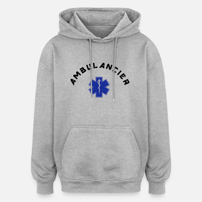 ambulancier logo - Sweat à capuche oversize unisexe - gris chiné
