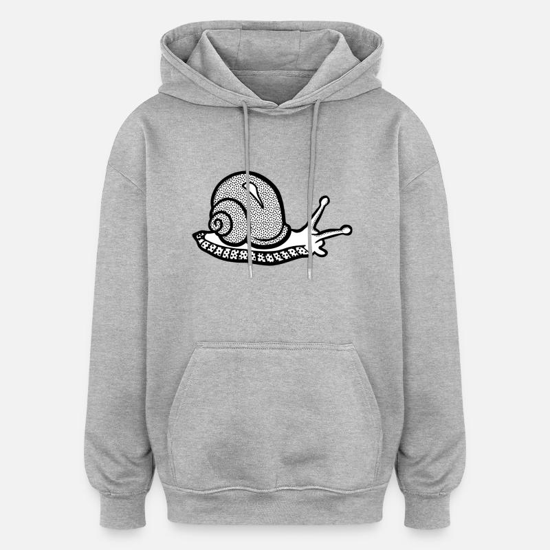 Snail noir et withe - Sweat à capuche oversize unisexe - gris chiné