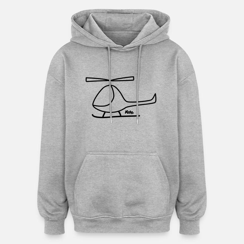 Hubschrauber - Oversized Unisex Hoodie - Grau meliert