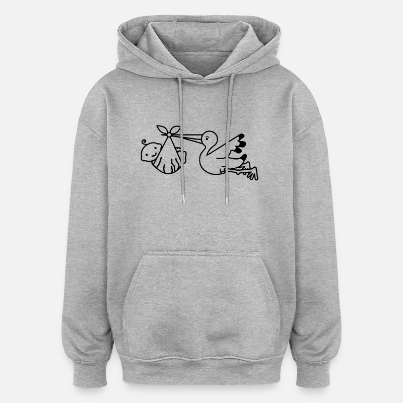 Baby Stork - Sweat à capuche oversize unisexe - gris chiné