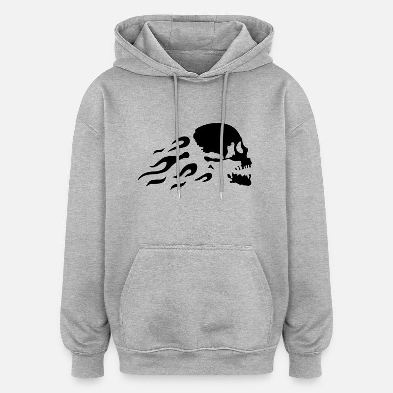 fast_skull - Sweat à capuche oversize unisexe - gris chiné