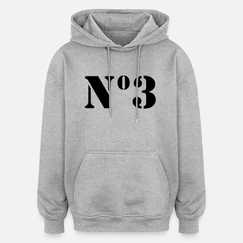 Nummer 3 // no3 - Oversized Unisex Hoodie - Grau meliert
