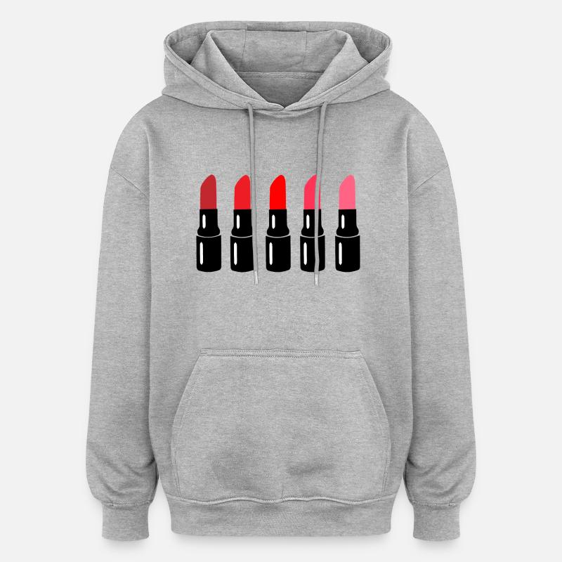 Lippenstift - Oversized Unisex Hoodie - Grau meliert