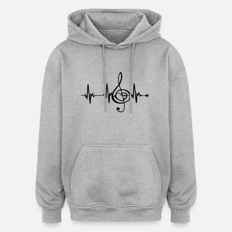Herzfrequenz Musik - Oversized Unisex Hoodie - Grau meliert