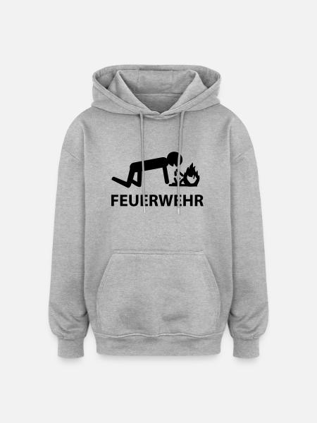 feuerwehr - Oversized Unisex Hoodie - Grau meliert