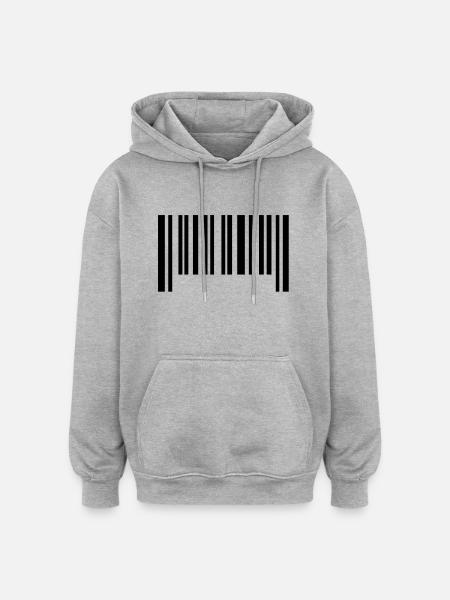 barcode1___f1 - Sweat à capuche oversize unisexe - gris chiné