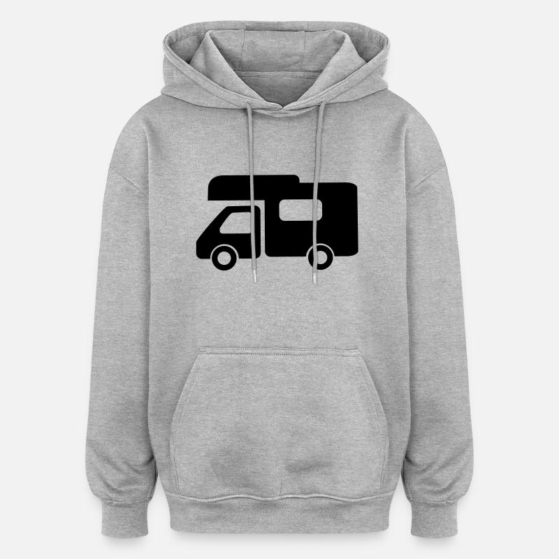 camping-car - Sweat à capuche oversize unisexe - gris chiné