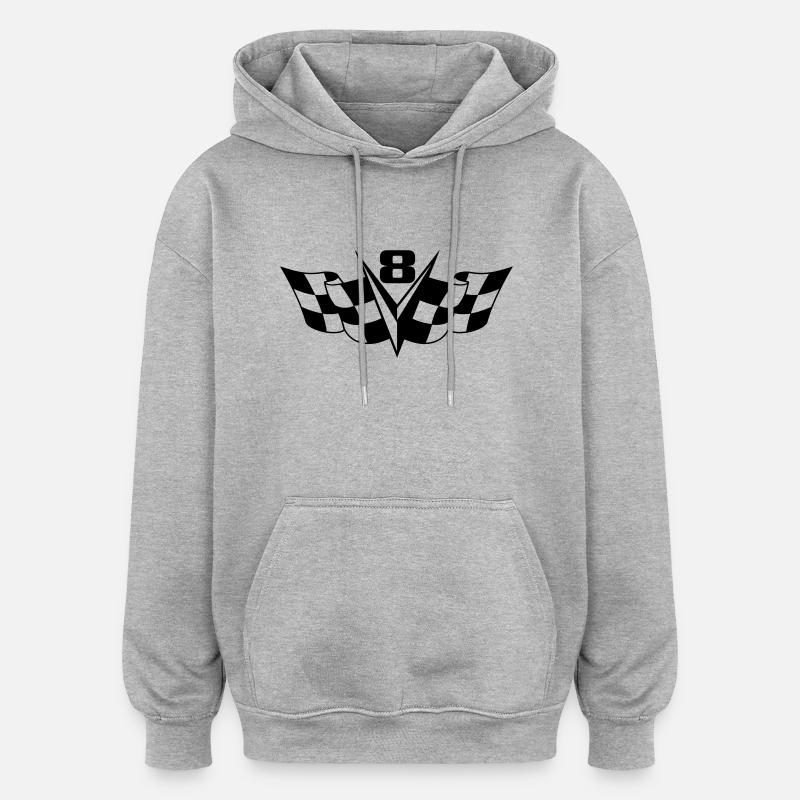 v8 Power - Sweat à capuche oversize unisexe - gris chiné