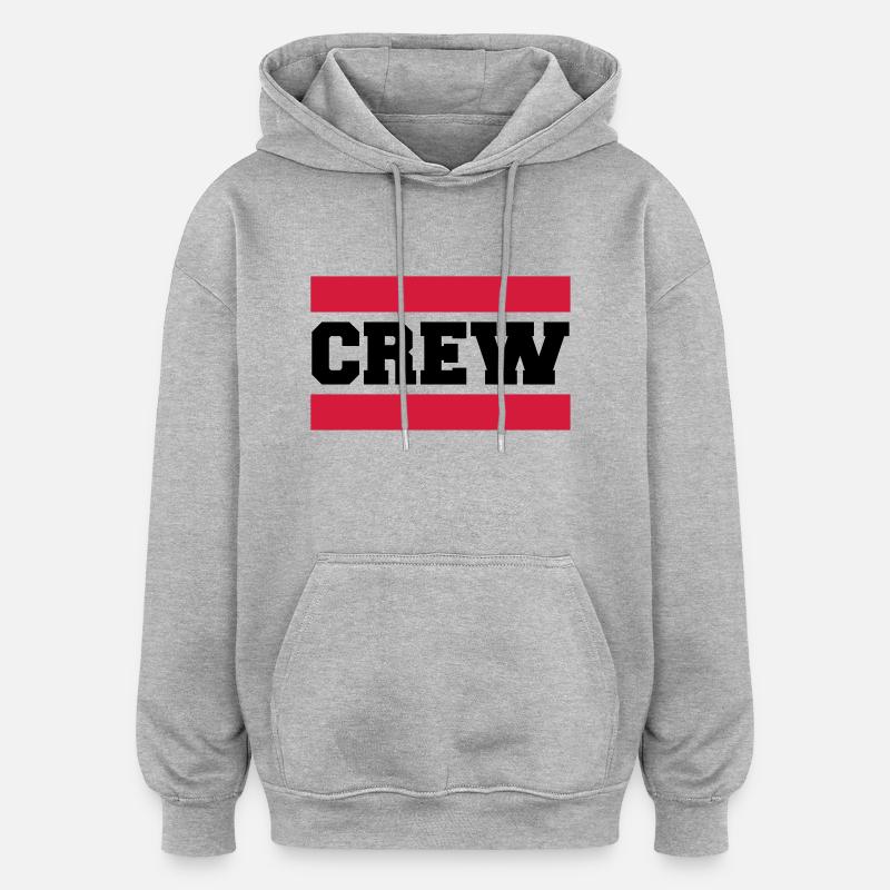 Crew - Sweat à capuche oversize unisexe - gris chiné